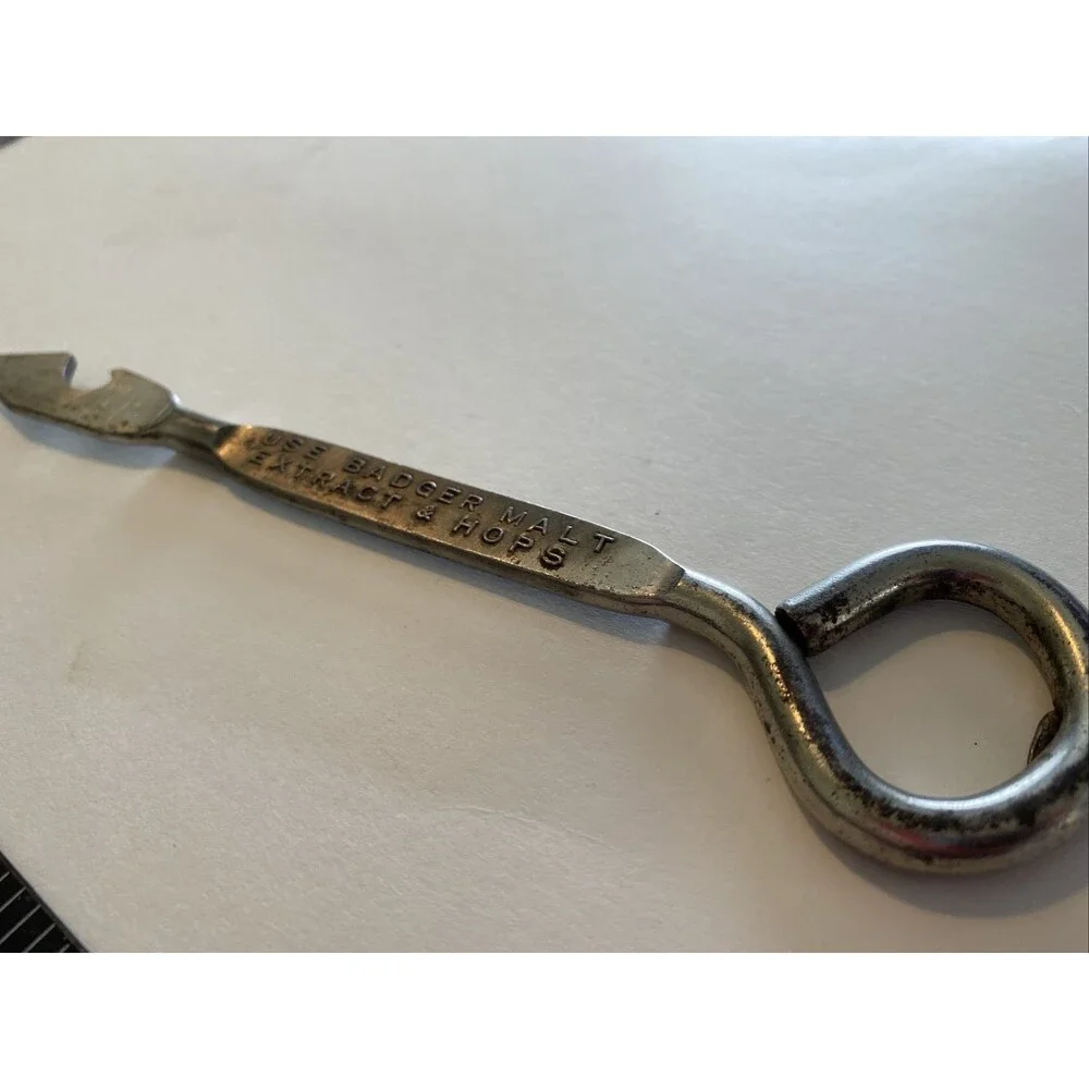 Rare Badger Malt Extract & Hops Advertising Bottle Opener Vintage Church Key WI